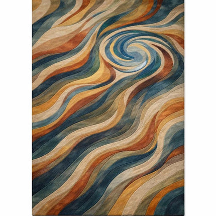 Abstract Swirl Hand-Tufted Wool Rug, Multicolor Modern Designer Area Carpet