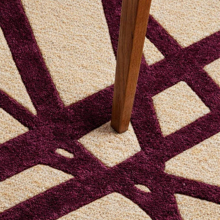 Hand Tufted Wool & Viscose Rug, Maroon Abstract Geometric Area Rug