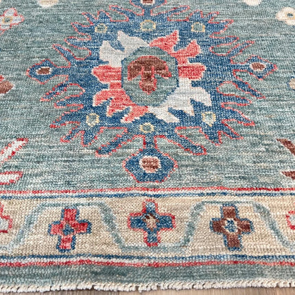 Turquoise Floral 8x10 Oushak Rug: A Handwoven Turkish Carpet