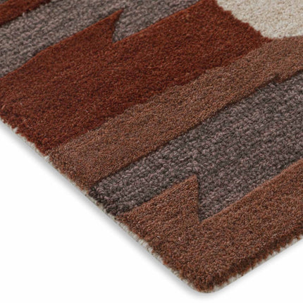 Hand Tufted Wool Rug: Abstract Rust & Earthy Tones, Modern Area Carpet