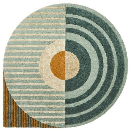 Hand Tufted Wool Area Rug: Modern Striped Drop Shape Design