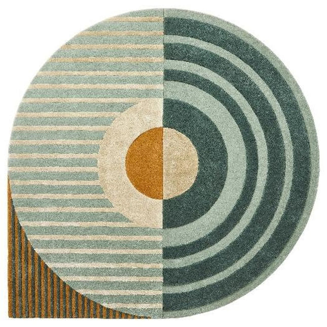 Hand Tufted Wool Area Rug: Modern Striped Drop Shape Design