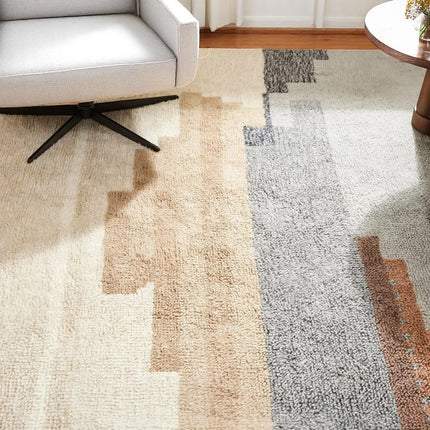 Handwoven Scandinavian Wool Rug: Rustic Kilim Shag, 8x10 Boho Area Rug