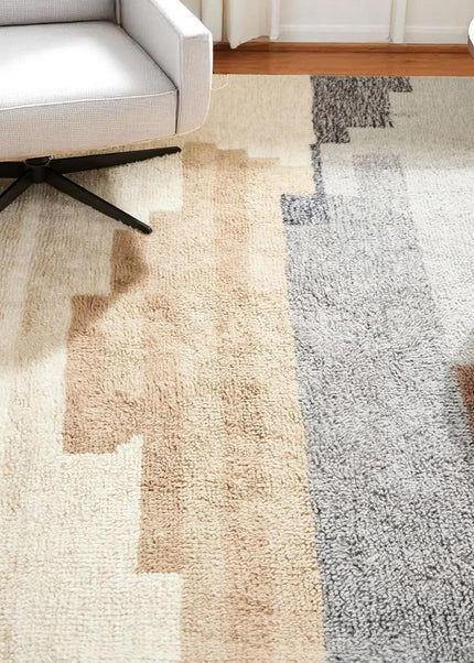 Handwoven Scandinavian Wool Rug: Rustic Kilim Shag, 8x10 Boho Area Rug