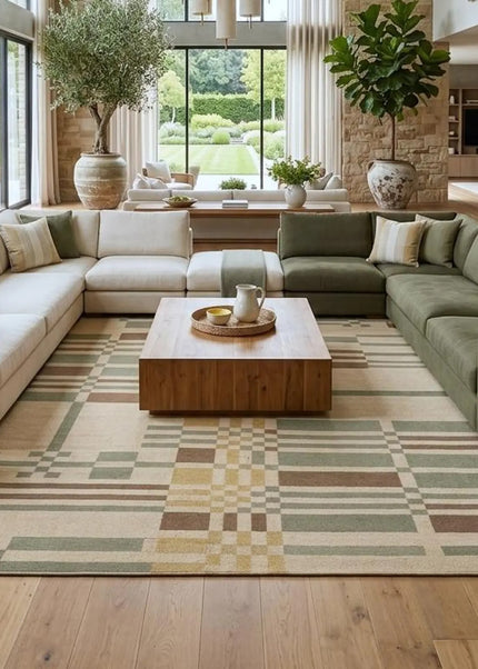 Scandinavian Wool Flatweave Rug, Modern Farmhouse Dhurrie for Living Room