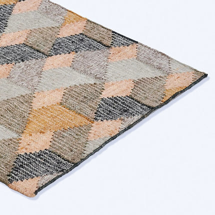 Handwoven Jute Wool Rug: Abstract Boho Decor, Customizable Size