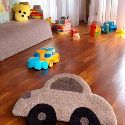 Hand-Tufted Wool Car Rug: Kids Playroom Decor (3x5 ft)