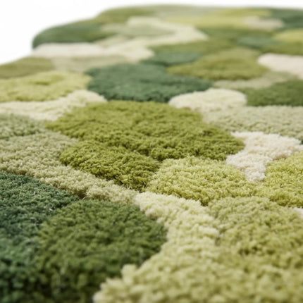 Moss Green Hand Tufted Runner Rug  Organic Pebble Design Wool Hallway Carpet