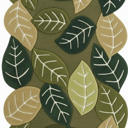 Hand Tufted Wool Leaf Rug, Earthy Green Modern Organic Living Room Area Carpet