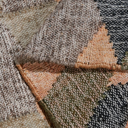 Handwoven Jute Wool Rug: Abstract Boho Decor, Customizable Size