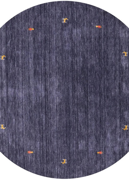 Round Gabbeh Wool Rug: Hand Knotted Boho Area Rug