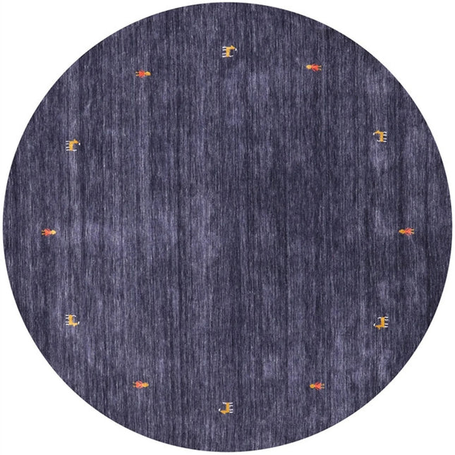 Round Gabbeh Wool Rug: Hand Knotted Boho Area Rug