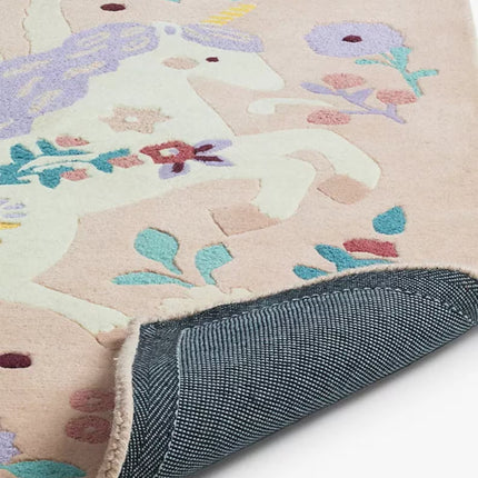 Hand-Tufted Wool Unicorn Rug: Enchanted Kids Room Carpet