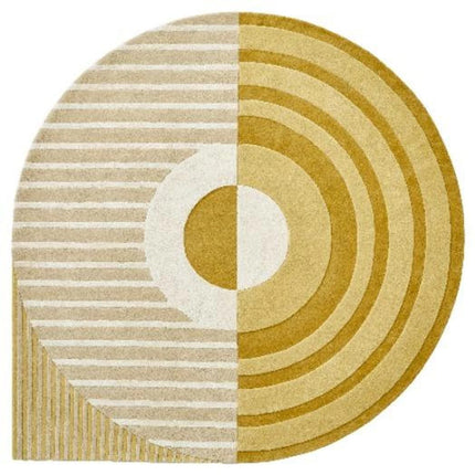 Hand Tufted Wool Area Rug: Modern Striped Drop Shape Design