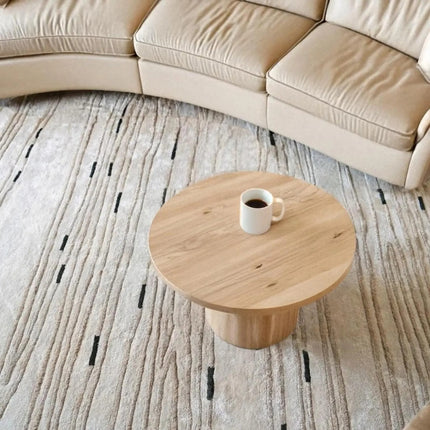 Hand-Tufted Beige Striped Wool Rug: Modern Living Room Decor 9x12