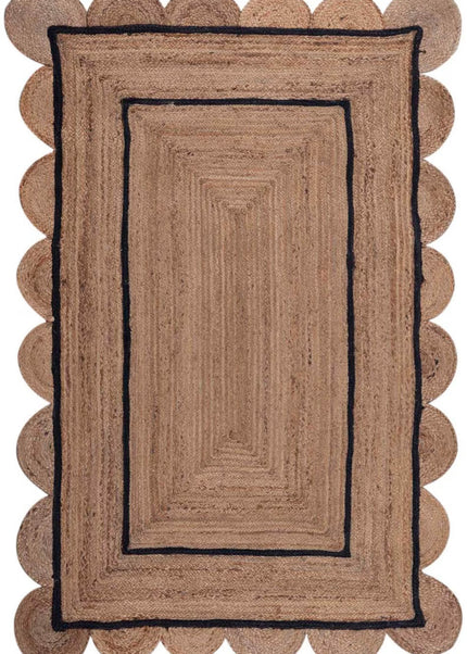 Custom Jute Scallop Rug: Handmade Boho Area Rug