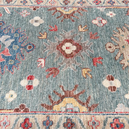 Turquoise Floral 8x10 Oushak Rug: A Handwoven Turkish Carpet
