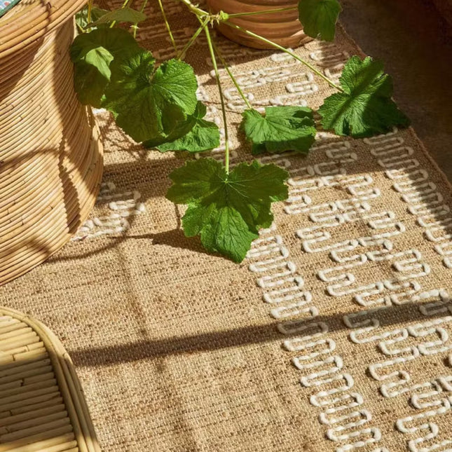 Handwoven Natural Jute Rug: Boho Modern Living Room Decor