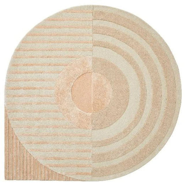 Hand Tufted Wool Area Rug: Modern Striped Drop Shape Design
