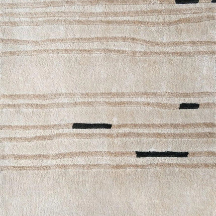 Hand-Tufted Beige Striped Wool Rug: Modern Living Room Decor 9x12
