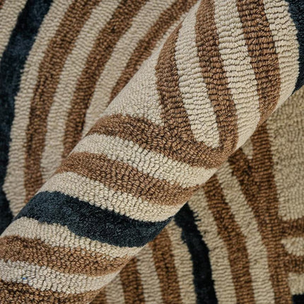 Hand Tufted Wool Rug: Modern Arched Geometric Pattern