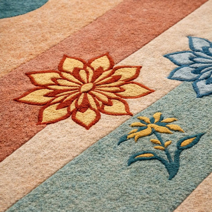 Modern Floral Geometric Hand-Tufted Wool Rug, Multicolor Abstract Designer Area Carpet