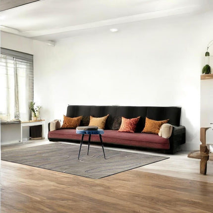 Hand Tufted Wool Area Rug: Abstract Minimalist Design