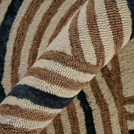 Mocha Geometric Arch Pattern Hand Tufted Wool Rug for Living Room Decor