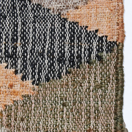 Handwoven Jute Wool Rug: Abstract Boho Decor, Customizable Size