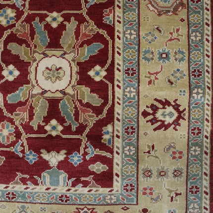 Maroon Oushak Wool Rug: Handwoven Persian Floral Carpet