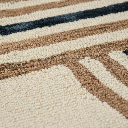 Hand Tufted Wool Rug: Modern Arched Geometric Pattern