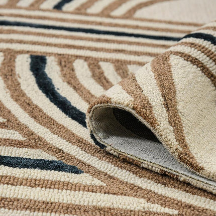 Hand Tufted Wool Rug: Modern Arched Geometric Pattern