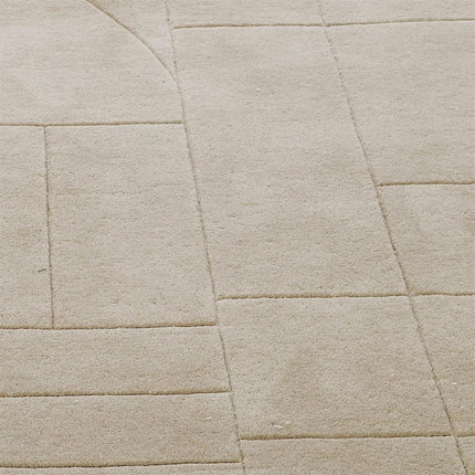 Hand Tufted Solid Beige Wool Area Rug, Abstract Modern Minimalist Interior