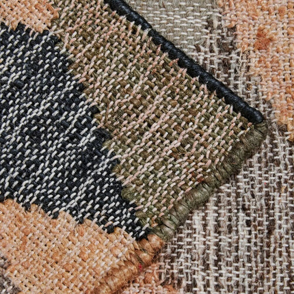 Handwoven Jute Wool Rug: Abstract Boho Decor, Customizable Size