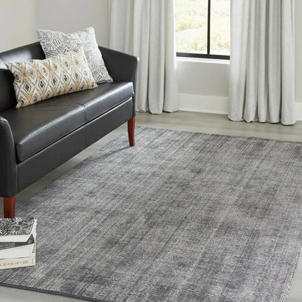 Handwoven Denim Blue Wool Rug: Minimalist Bohemian Decor
