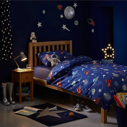 Handmade Wool Star Rug: Navy Blue Kids Playmat