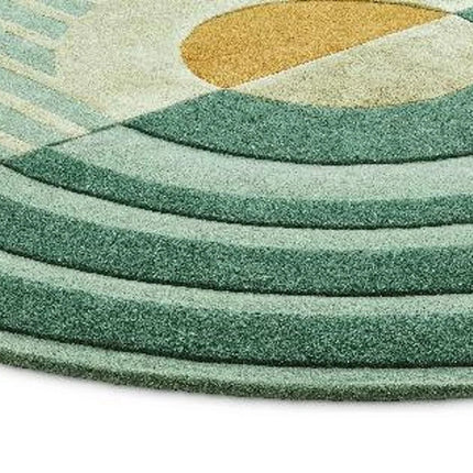 Hand Tufted Wool Area Rug: Modern Striped Drop Shape Design