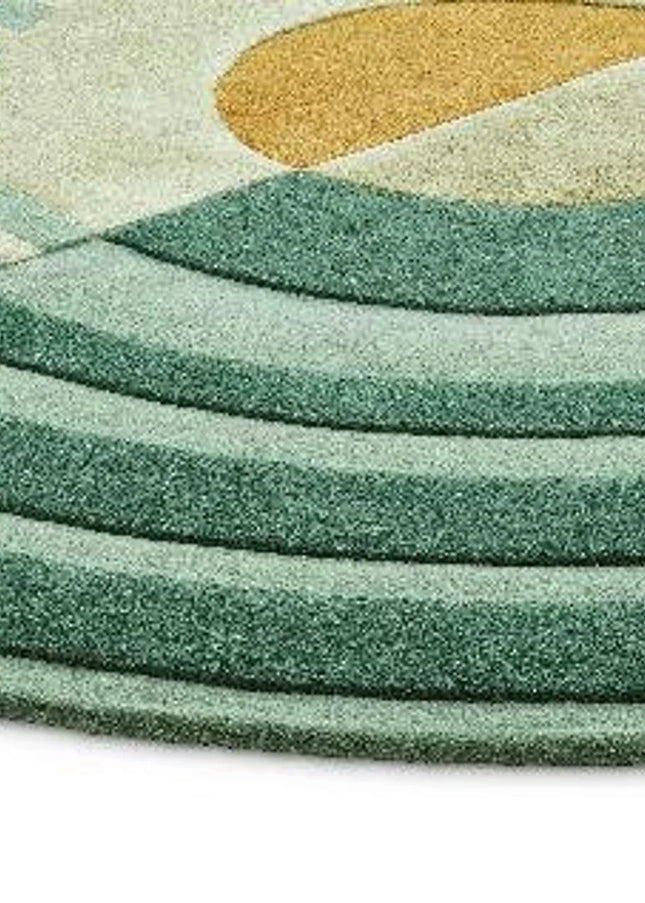 Hand Tufted Wool Area Rug: Modern Striped Drop Shape Design