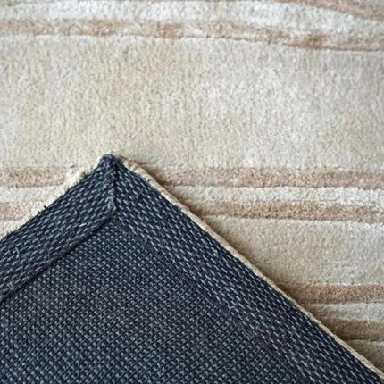 Hand-Tufted Beige Striped Wool Rug: Modern Living Room Decor 9x12