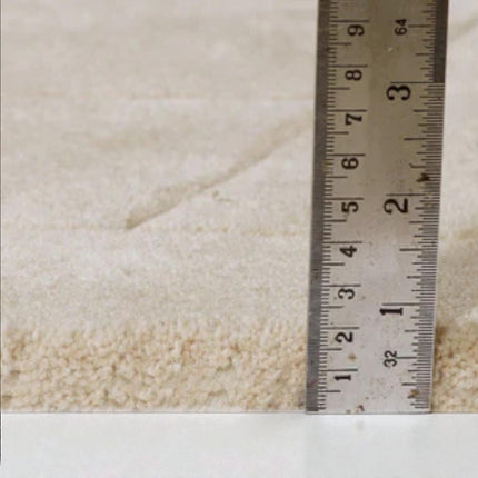 Hand Tufted Solid Beige Wool Area Rug, Abstract Modern Minimalist Interior