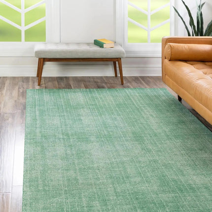 Handwoven Denim Blue Wool Rug: Minimalist Bohemian Decor