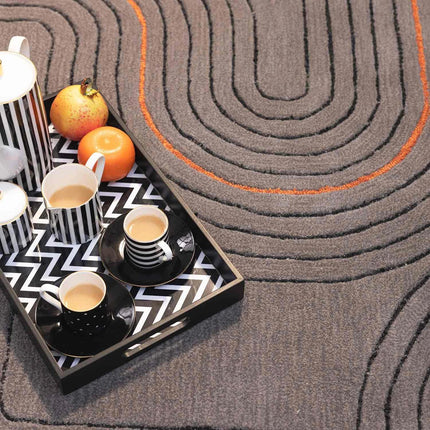 Hand Tufted Wool Rug: Modern Gray Carved Area Rug, 8x10