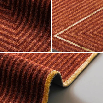 Hand Tufted Geometric Wool Rug 8x10: Rust Modern Area Rug