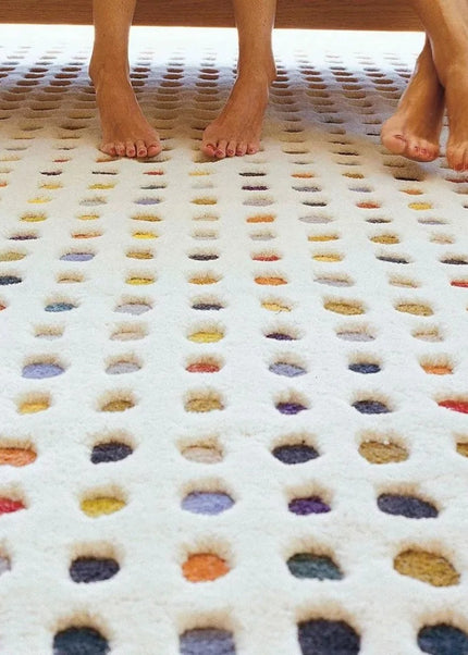 Hand Tufted Wool Polka Dot Rug: Multicolor Boho Decor