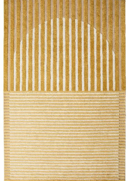 Hand Tufted Wool Rug: Modern Abstract Striped Design