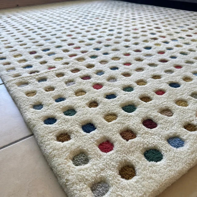 Hand Tufted Wool Polka Dot Rug: Multicolor Boho Decor