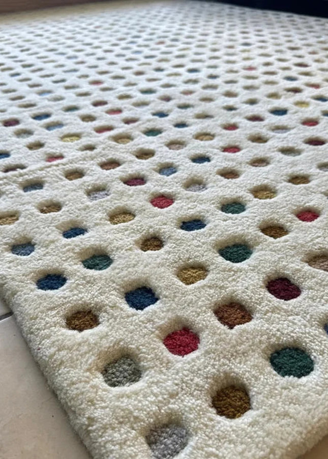 Hand Tufted Wool Polka Dot Rug: Multicolor Boho Decor