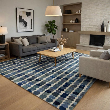 Polka Dot Wool & Viscose Rug: Hand-Tufted Modern Colorful Carpet