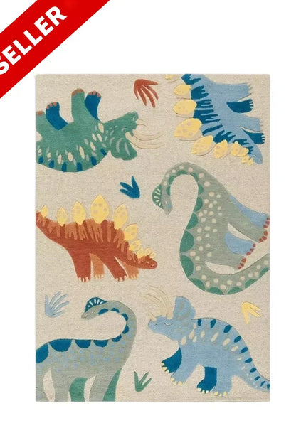 Hand Tufted Dinosaur World Soft Wool Rug