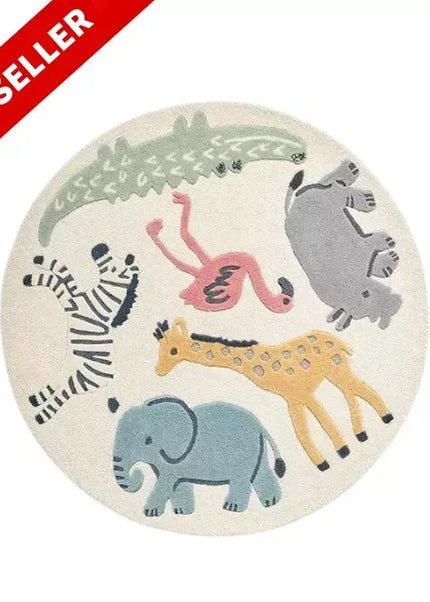 Round Animals Rug for kids Room Decor